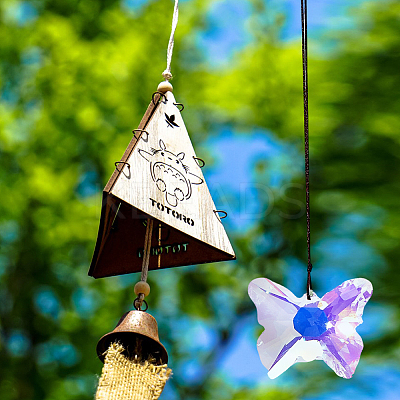 3Pcs Glass Butterfly Pendant Decorations AJEW-FH0005-36-1
