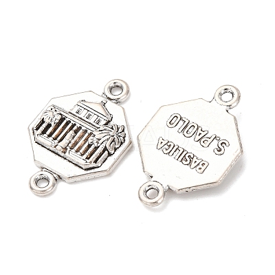 Tibetan Style Alloy Octagon with Church Connector Charms FIND-Z099-16AS-03-1