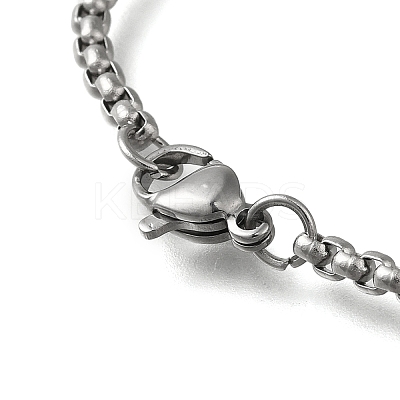 201 Stainless Steel Flat Round Virgin Mary Pendant Box Chain Necklaces STAS-D196-02P-1