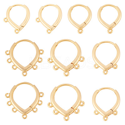 10Pcs 5 Styles Brass Hoop Earring Finding KK-TA0002-52-1