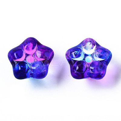 Two Tone Transparent Spray Painted Glass Beads GGLA-S054-011D-02-1