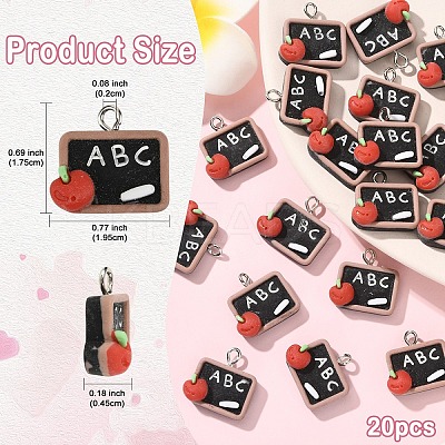 20Pcs Study Theme Opaque Resin Pendants RESI-YW0004-52-1