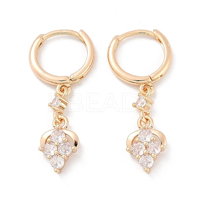 Brass Micro Pave Clear Cubic Zirconia Leverback Earrings EJEW-K300-14G-1