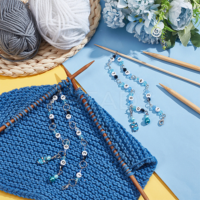 Glass & Acrylic Beaded Knitting Row Counter Chains HJEW-AB00547-1