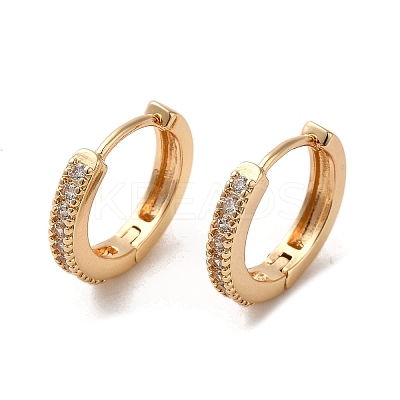 Brass Micro Pave Cubic Zirconia Hoop Earrings EJEW-C073-37KCG-1