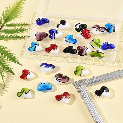 24Pcs 6 Colors Handmade Lampwork Beads LAMP-FS0001-35-1