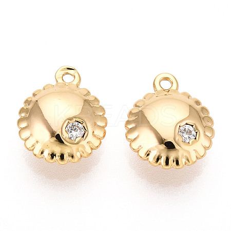 Brass Micro Pave Clear Cubic Zirconia Pendants KK-T078-13G-1