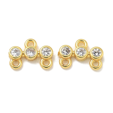 Rack Plating Brass Clear Cubic Zirconia Triple Flat Round Chandelier Component Links KK-L224-091G-1