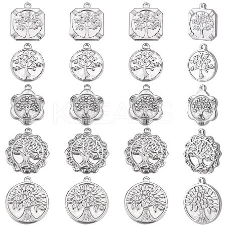 20Pcs 5 Style 304 Stainless Steel Pendants STAS-DC0004-16-1