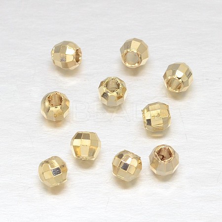 Faceted Round Brass Spacer Beads KK-L147-190-4mm-NR-1