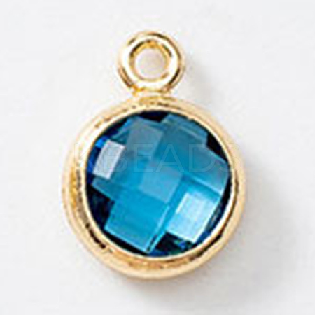 Birthstone Brass K9 Glass Charms KK-H002-28G-12-1