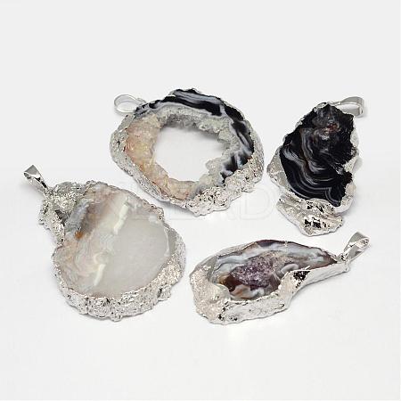 Imported Natural Geode Agate Big Pendants G-G895-08S-1