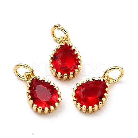 Brass Micro Pave Cubic Zirconia Pendants X-ZIRC-D120-01G-02-1