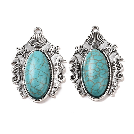 Synthetic Turquoise Pendants PALLOY-K001-043-1