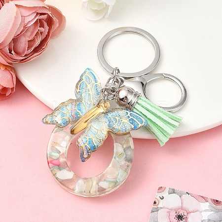 Resin & Acrylic & Faux Suede Tassel Keychain KEYC-YW00126-15-1