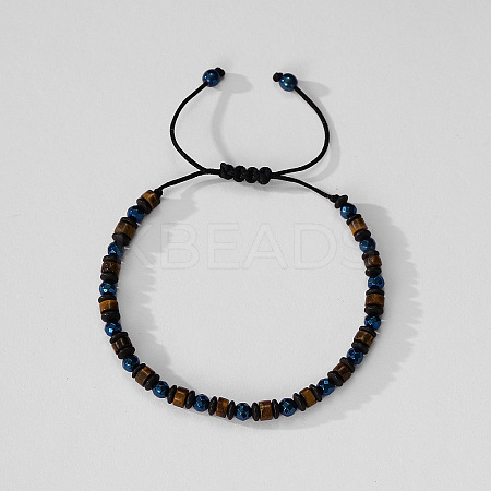 Natural Gemstone & Synthetic Non-magnetic Hematite Beads Braided Bead Bracelets YO1115-5-1
