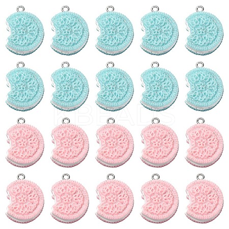 20Pcs 2 Colors Opaque Resin Glitter Imitation Food Pendants RESI-YW0001-63-1