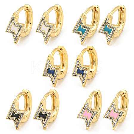 Lightning Bolt Real 18K Gold Plated Brass Hoop Earrings EJEW-L269-071G-1