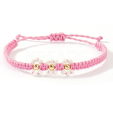 Handmade Daisy Glass Seed Bead Woven Flower Braided Bracelets CR2331-2-1