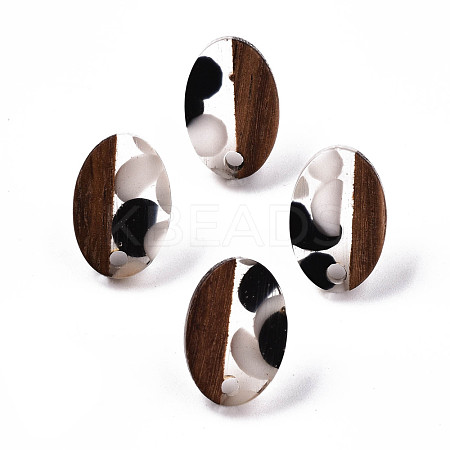 Resin & Walnut Wood Stud Earring Findings MAK-N032-004A-E01-1