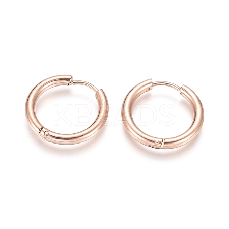 Ion Plating(IP) 304 Stainless Steel Huggie Hoop Earrings EJEW-F111B-19mm-RG-1
