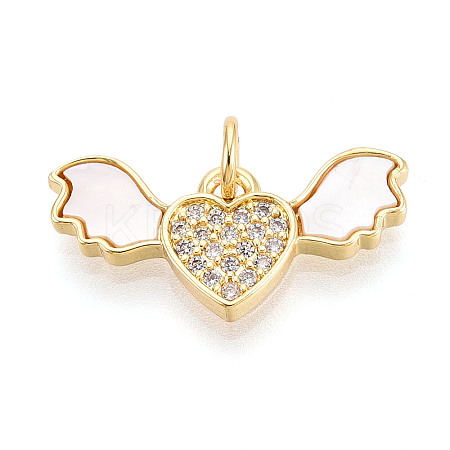 Brass Micro Pave Clear Cubic Zirconia Pendants KK-N268-09G-1