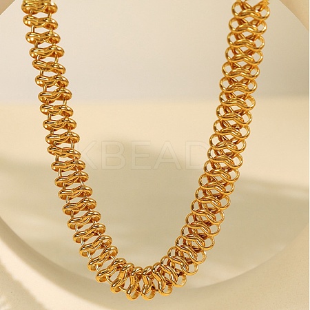 304 Stainless Steel Ring Link Chain Necklaces for Women Men NJEW-S443-01G-1