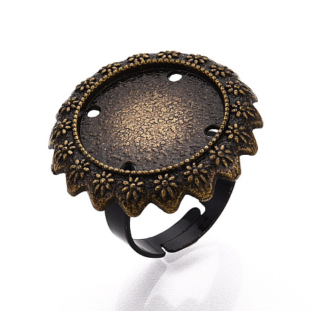 Adjustable Alloy & Iron Bezel Cup Ring Base with Rotatable Tray MAK-T012-13AB-1