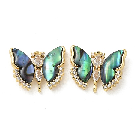 Brass Clear Cubic Zirconia Connector Charms KK-R210-11G-02-1