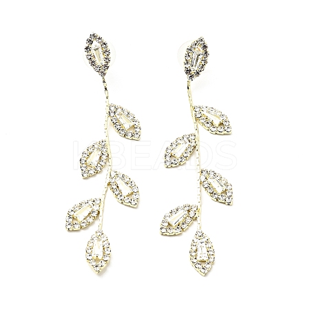 Clear Cubic Zirconia & Crystal Rhinestone Long Dangle Stud Earrings LS-EJEW-C037-06C-LG-1