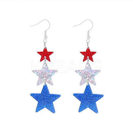 Independence Day Alloy Acrylic Dangle Earrings FS-WG49294-02-1
