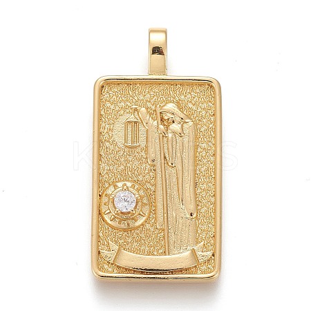 Brass Micro Pave Clear Cubic Zirconia Pendants X-ZIRC-Z004-01N-1