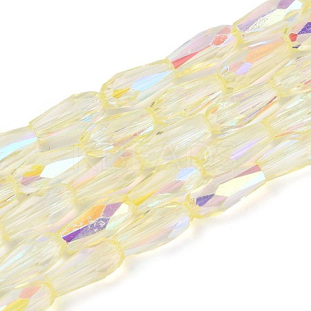AB Color Plated Transparent Glass Teardrop Beads Strands EGLA-T029-08D-1