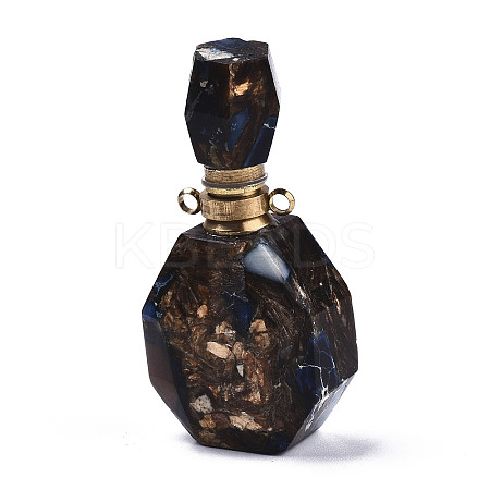 Assembled Synthetic Pyrite and Imperial Jasper Openable Perfume Bottle Pendants G-R481-14D-1