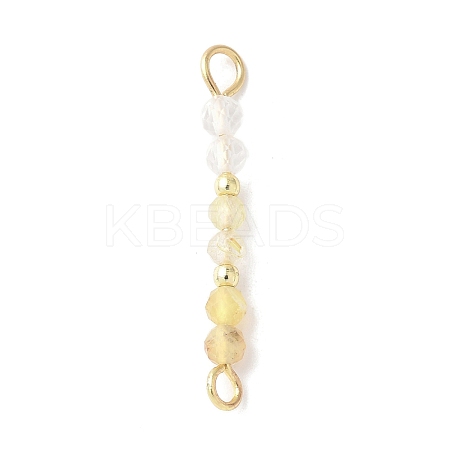 Faceted Round Natural Quartz Crystal & Gold Rutilated Quartz & Yellow Opal Beaded Connector Charms PALLOY-JF03530-04-1