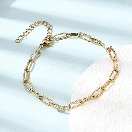 4MM 304 Stainless Steel Textured Paperclip Chain Bracelets for Man and Women SA-CBAB767-13G-1