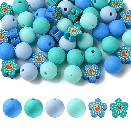 48Pcs 6 Styles DIY Food Grade Silicone & Polymer Clay Beads Jewelry Making Finding Kit DIY-FS0005-83B-1