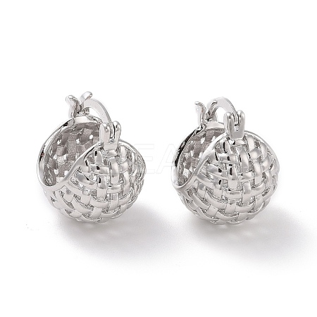 Brass Basket Hoop Earrings for Women EJEW-G315-09P-1