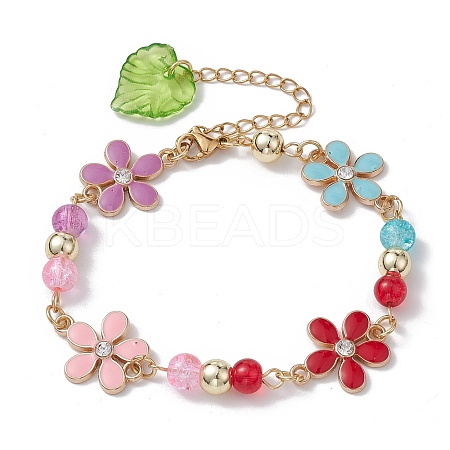 Zinc Alloy Flower Flower Link Chain Bracelets BJEW-JB10006-1