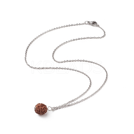 Natural Rudraksha Round Beaded Pendant Necklace NJEW-JN04203-01-1