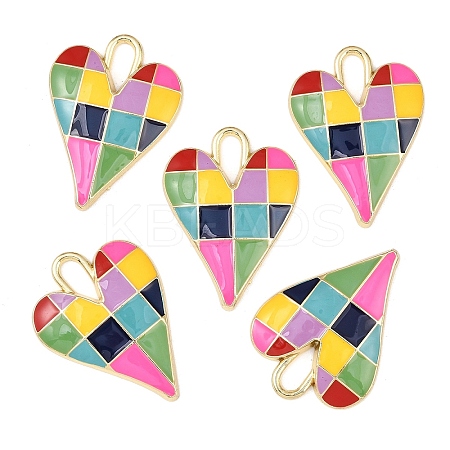 5Pcs Rack Plating Alloy Enamel Pendants ENAM-YW0006-59C-1