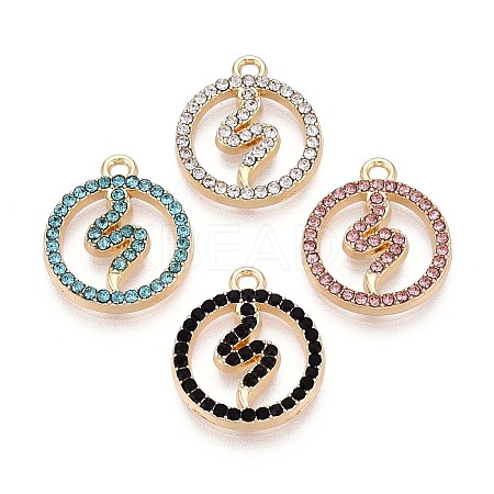 Rack Plating Alloy Rhinestone Pendants PALLOY-T091-21M-G-1