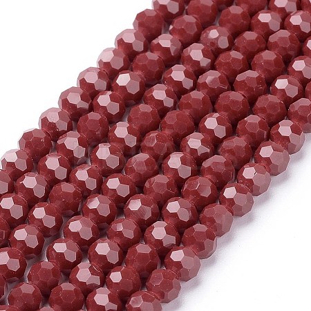 Faceted(32 Facets) Round Glass Beads Strands X-EGLA-J042-4mm-24-1