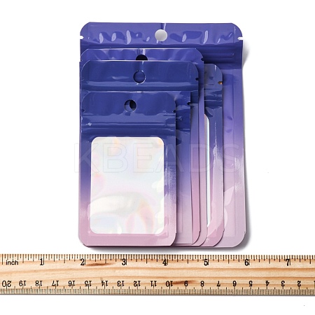 60Pcs 6 Styles Rectangle Glitter Holographic PVC Resealable Packaging Bags ABAG-FP0001-06B-1