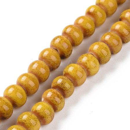 Handmade Fancy Antique Glazed Porcelain Ceramic Round Beads Strands PORC-L019-6mm-02-1
