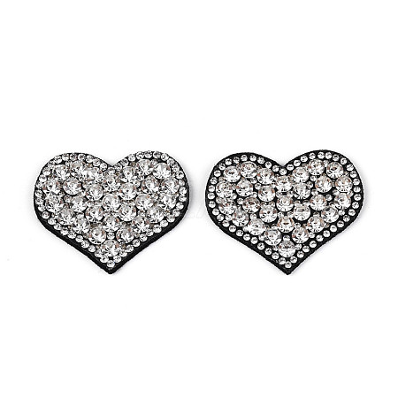 Heart Hotfix Glass Rhinestone with Cloth Patches PATC-T002-02A-1
