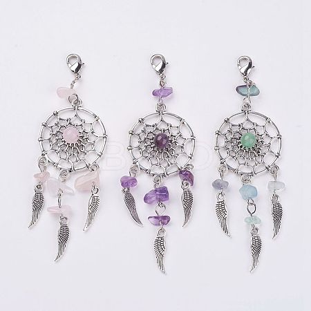 Natural Chip Gemstone Pendant Decorations X1-HJEW-JM00274-1