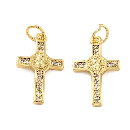 Brass Micro Pave Cubic Zirconia Pendants X1-KK-C092-21F-G-1