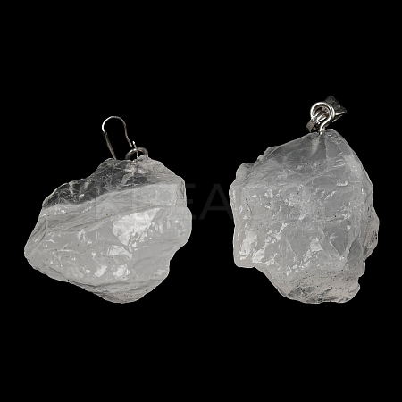 Raw Rough Natural Quartz Crystal Pendants G-M405-02P-08-1