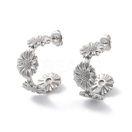 Non-Tarnish Sunflower 304 Stainless Steel Stud Earrings EJEW-P258-20P-1